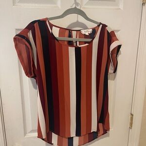 Pinkblush Red and Orange Striped Blouse